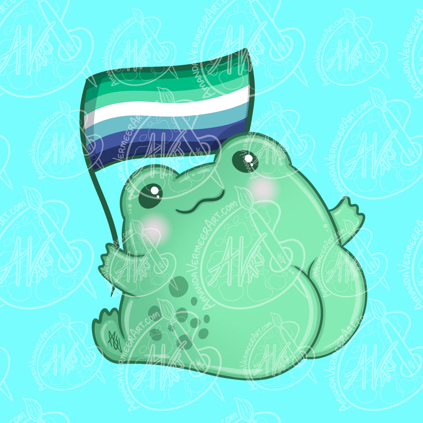 Gay Man Loving Man Pride Frog Butt Art Print, 8”x8”