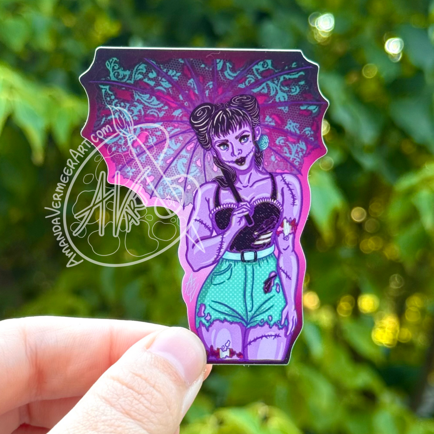 Pinup Umbrella Sticker, 3”x 2.25”