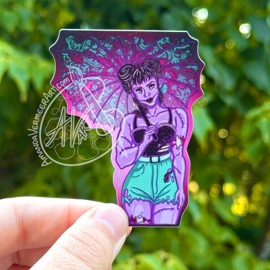 Pinup Umbrella Sticker, 3”x 2.25”