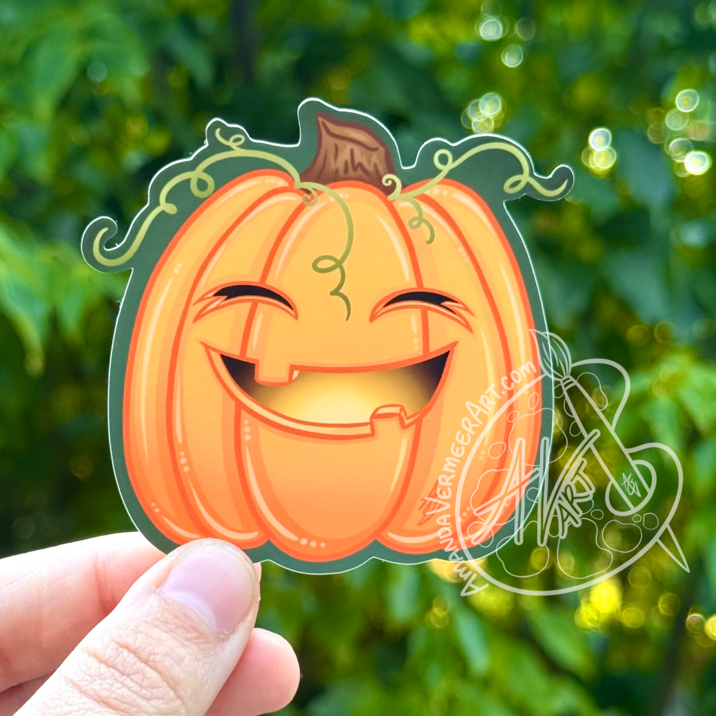 Smiling Jack O’ Lantern Sticker, 3”x 3”