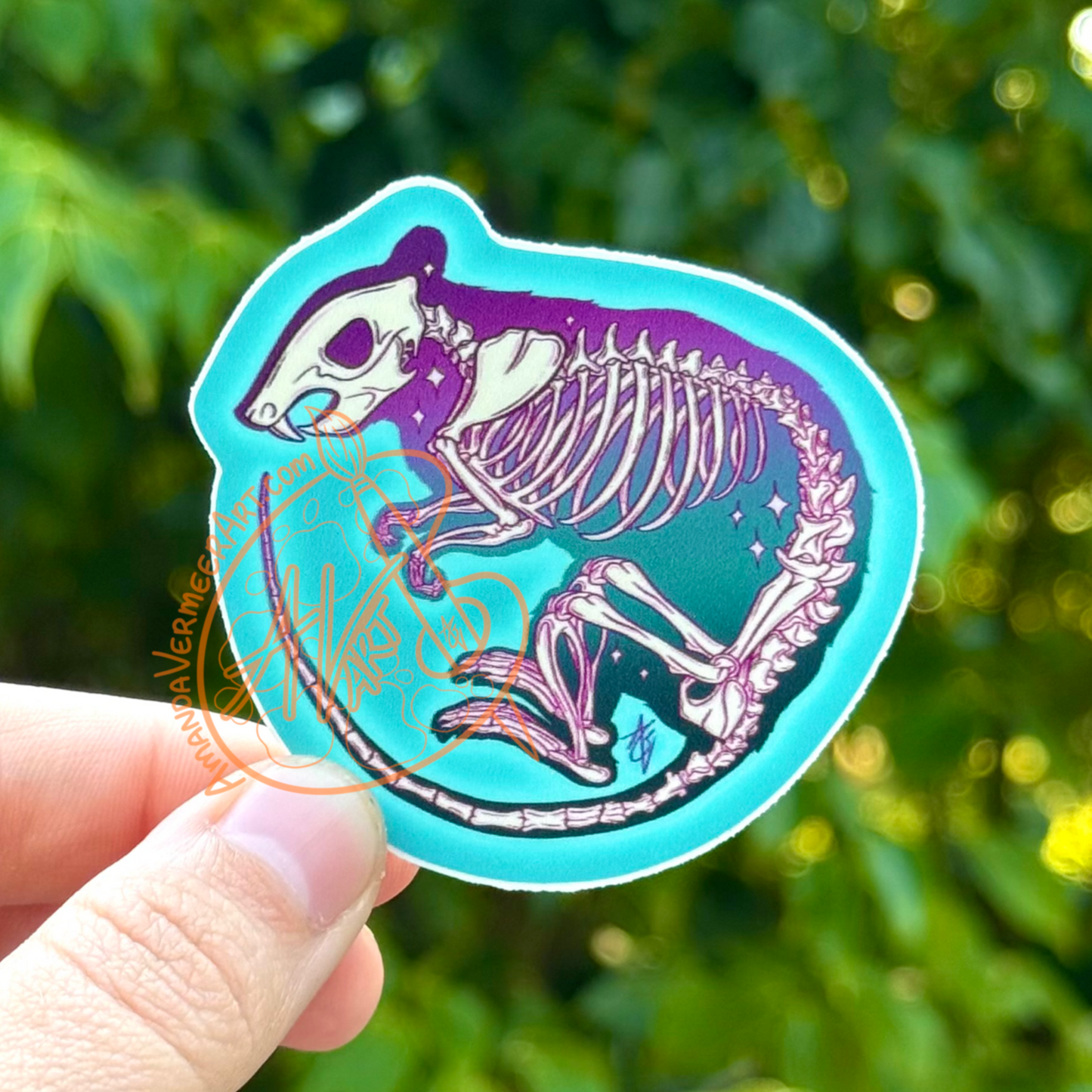 Rat Skeleton Sticker, 2.5”x 2.5”
