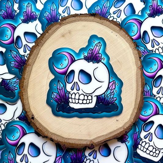 Skull & Crystals Sticker, 3”x 2.75"