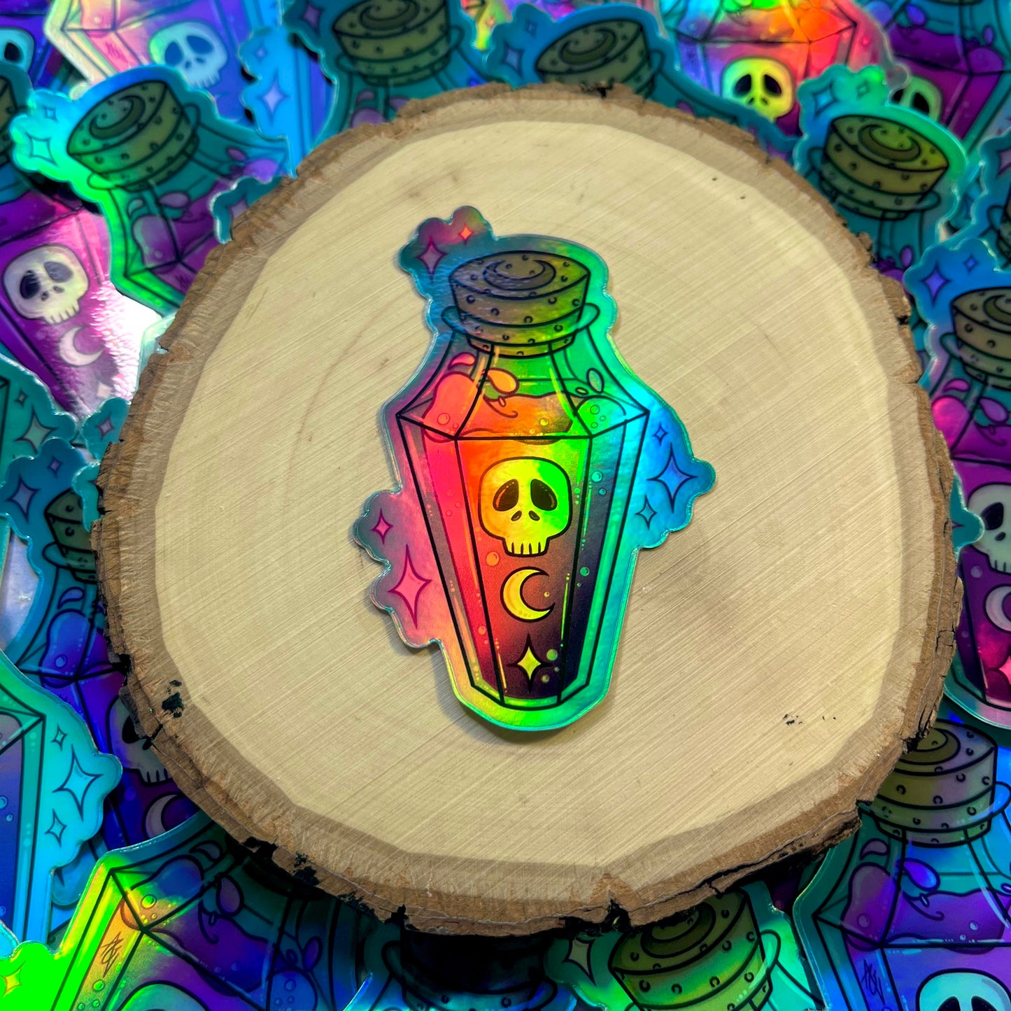 Holographic Poison Potion Sticker, 3”x 2”