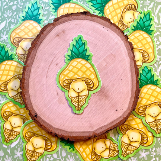 Curvy Pineapple Mushie Sticker, 3"x1.75"