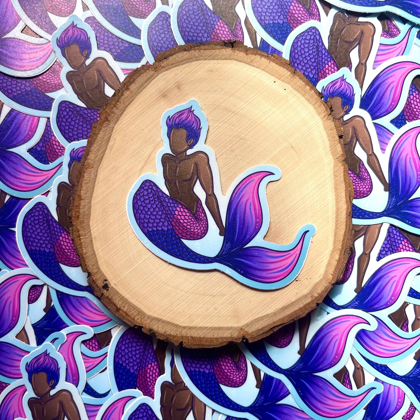 Bisexual Pride Flag Masc Merfolk Sticker, 3”x3”