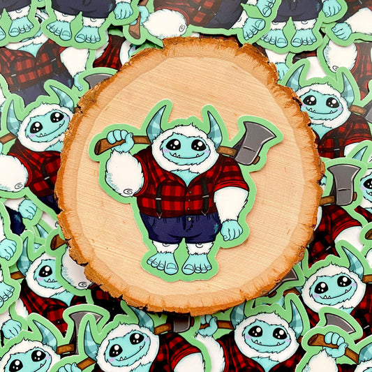 Harold the Yeti Lumberjack Sticker, 3”x 3”