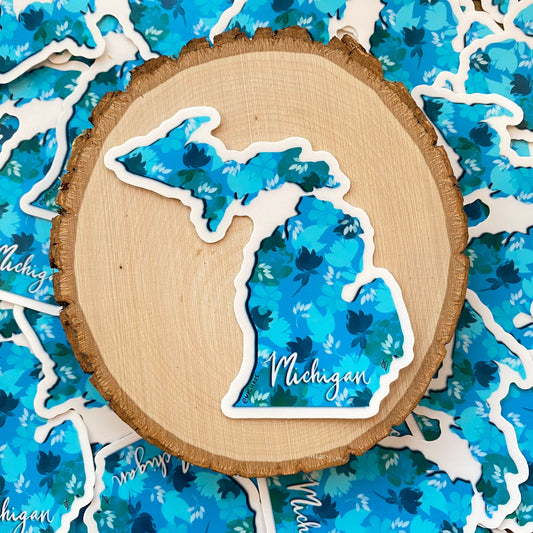 Floral Michigan Silhouette Sticker, 3”x3”