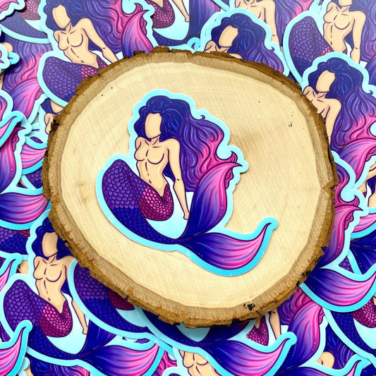 Bisexual Pride Flag Femme Merfolk Sticker, 3”x3”