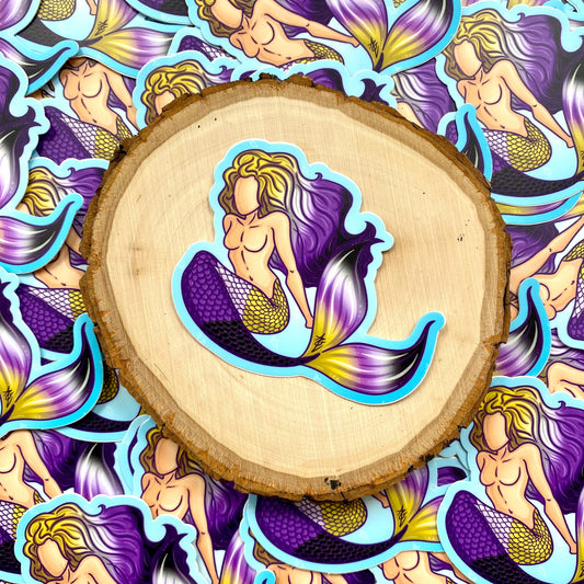 Non-Binary Pride Flag Femme Merfolk Sticker, 3”x3”