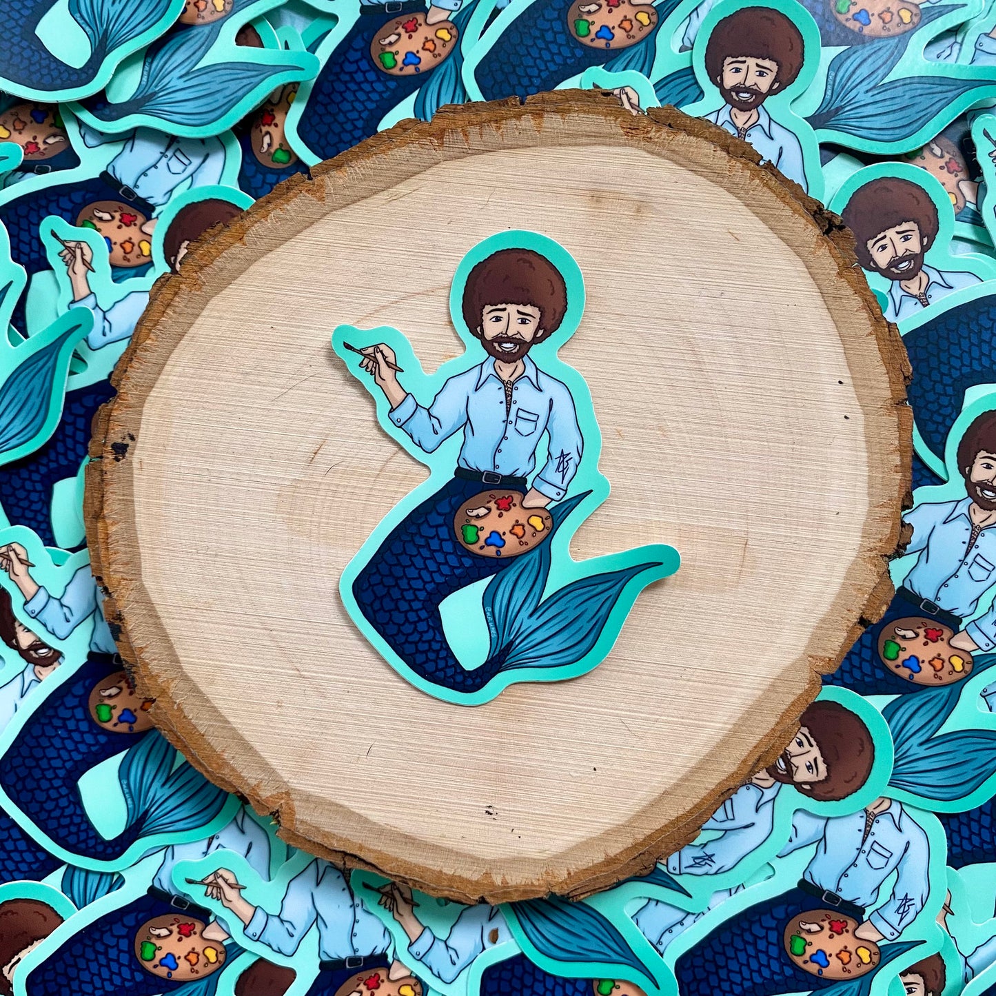 Bob Ross Merfolk Sticker, 3”x2.5”