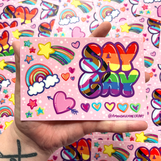 Say Gay Sticker Sheet, 4”x6”